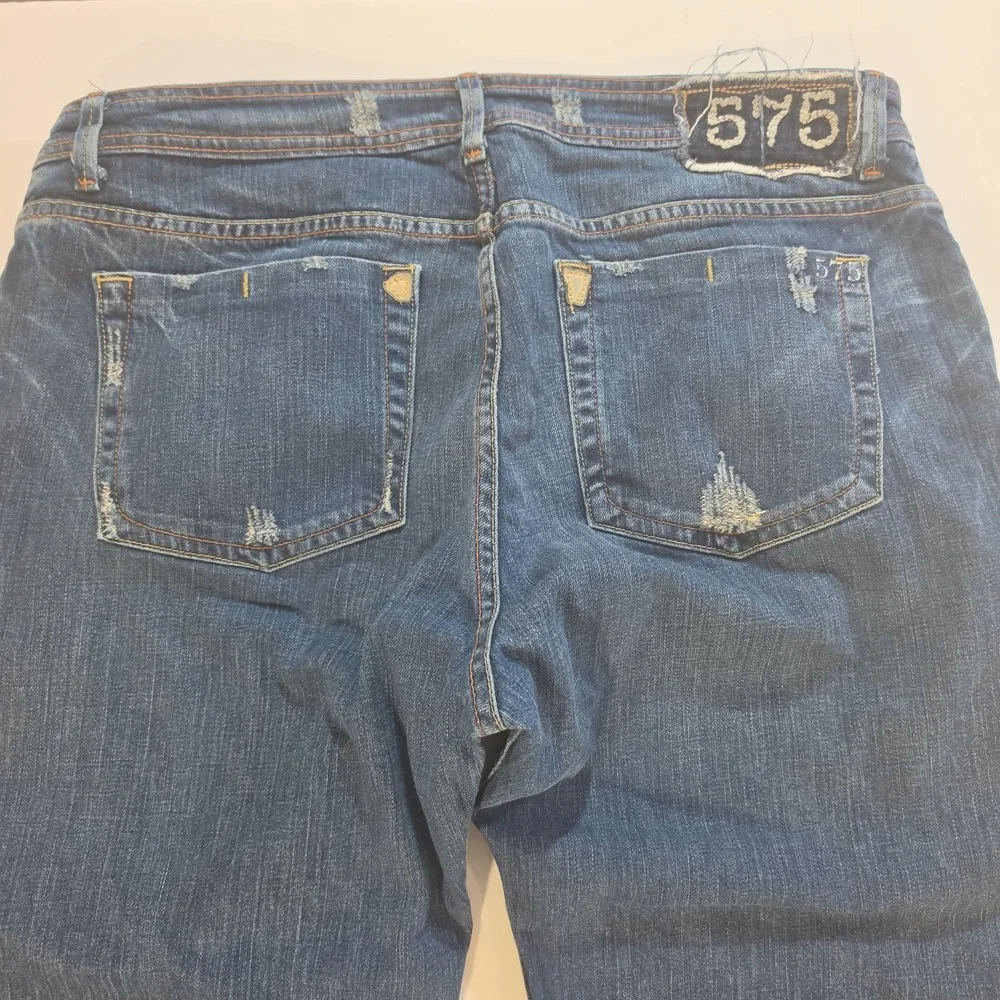 Vintage 575 Denim Chris Mens 38x32 Heavy Distressed Bootcut Flare Jeans Y2K USA